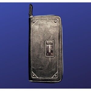 NINE WEST Zip-a-Round Women’s Wallet, BLACK PEBBLE/SILVER Finish, NWOT